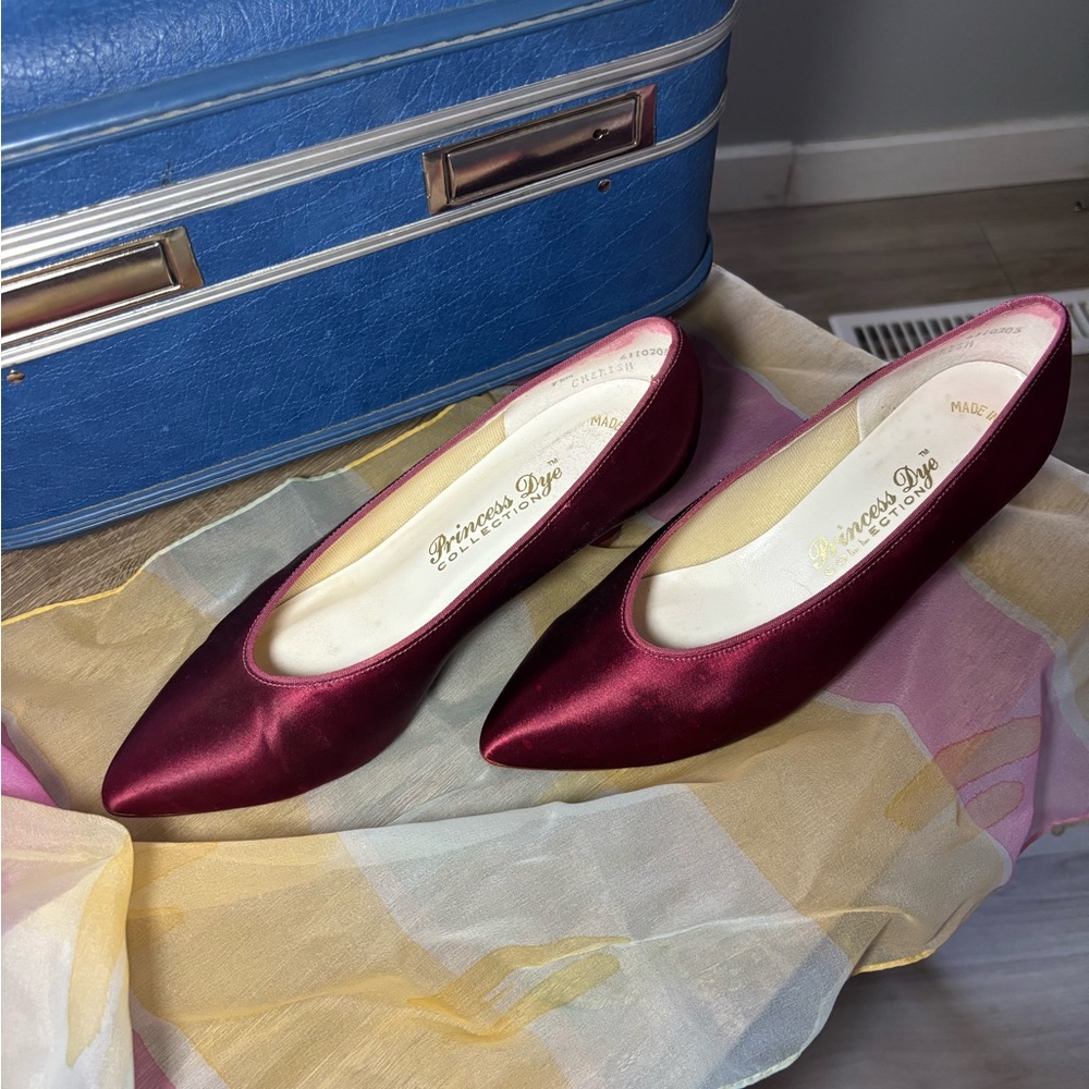 Vintage 1980s Princess Dye Collection Satin Heels 7 - Picture 2 of 6